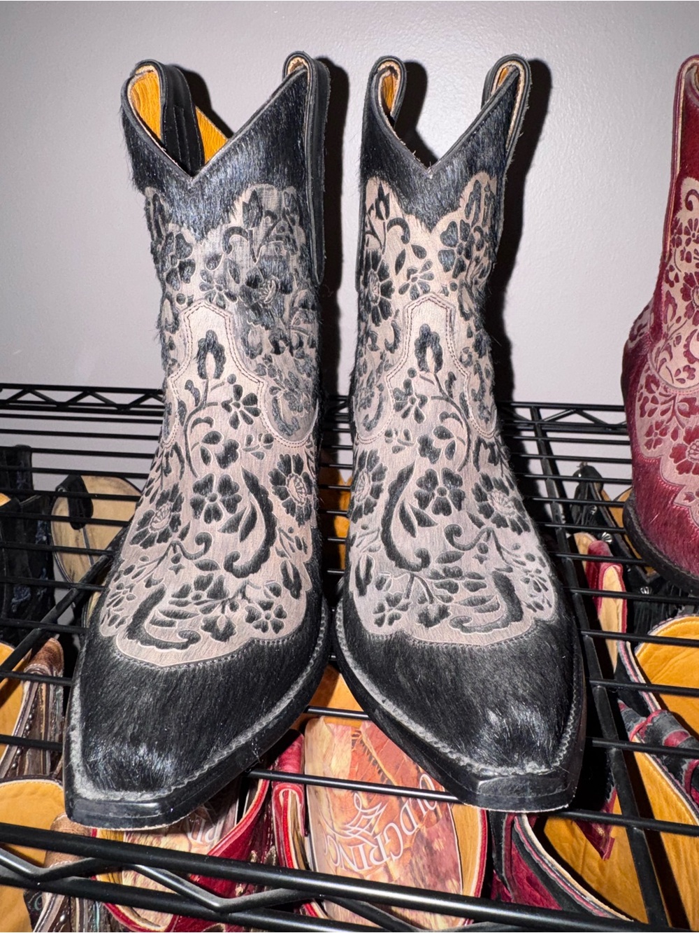 Old Gringo Black and Cream Floral Embroidered Ankle Boots